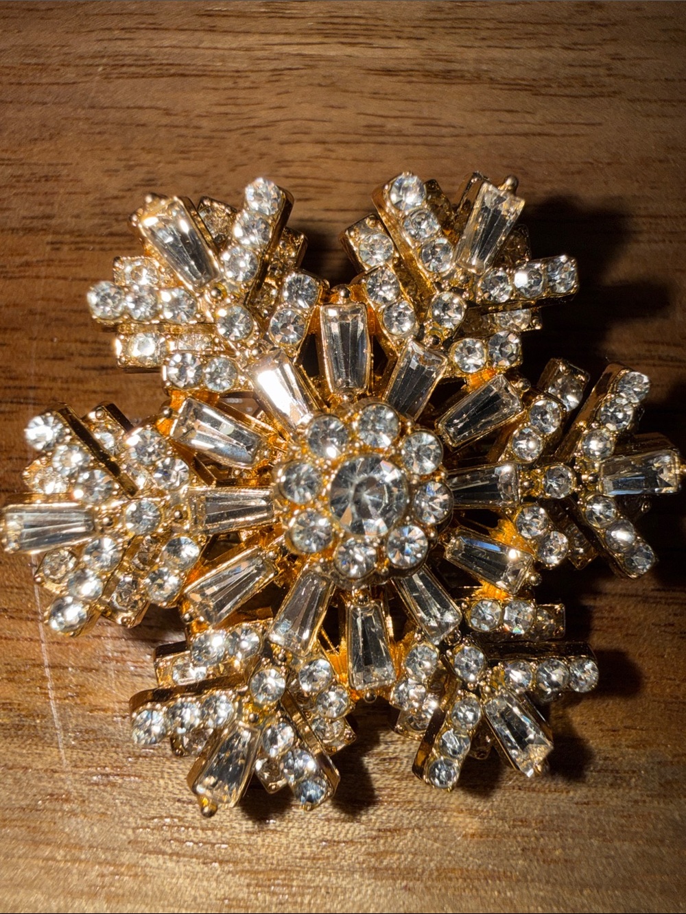 Gold Crystal Snowflake Brooch - Women Jewelry Brooch